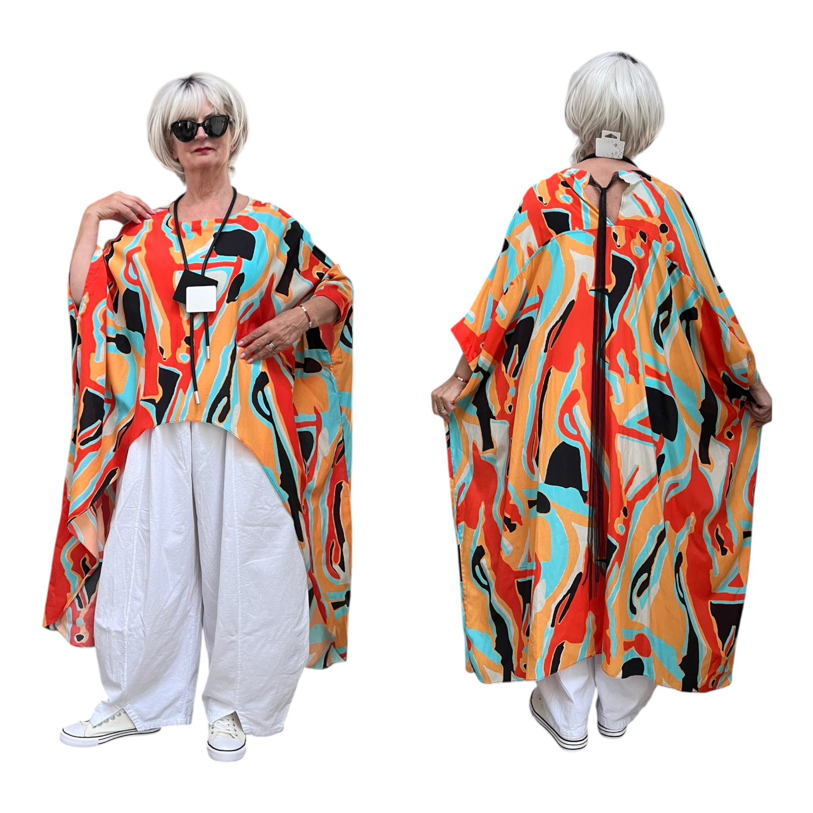 BIZE oversized viscose/katoen tuniek