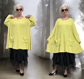 AKH gebreide oversized A-lijn katoen vest/blazer apart stretch