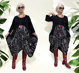 Vincenzo Allocca oversized katoen A-lijn jurk apart zwart stretch