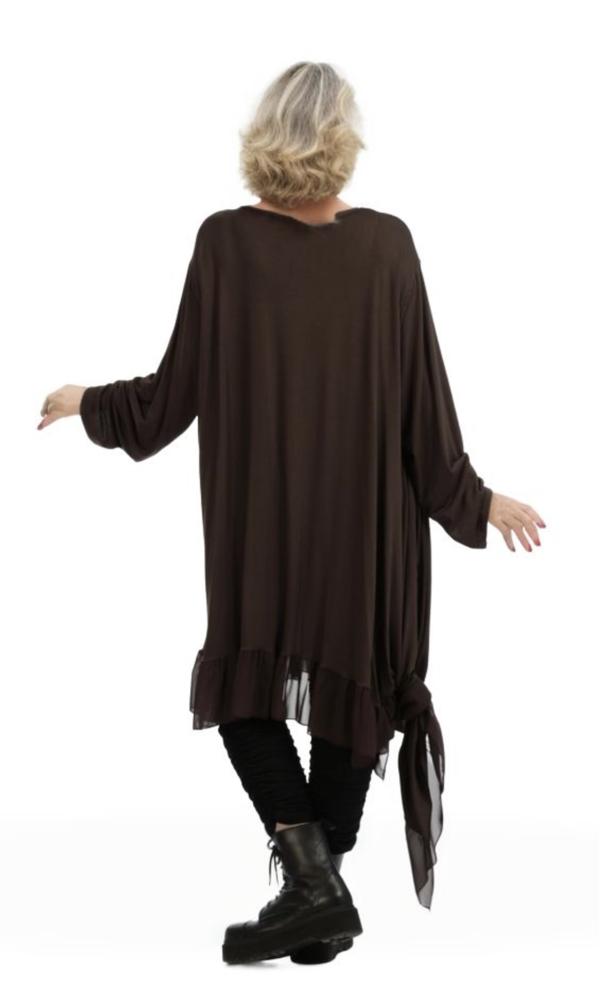 AKH viscose A-lijn tuniek met chiffon stof apart stretch