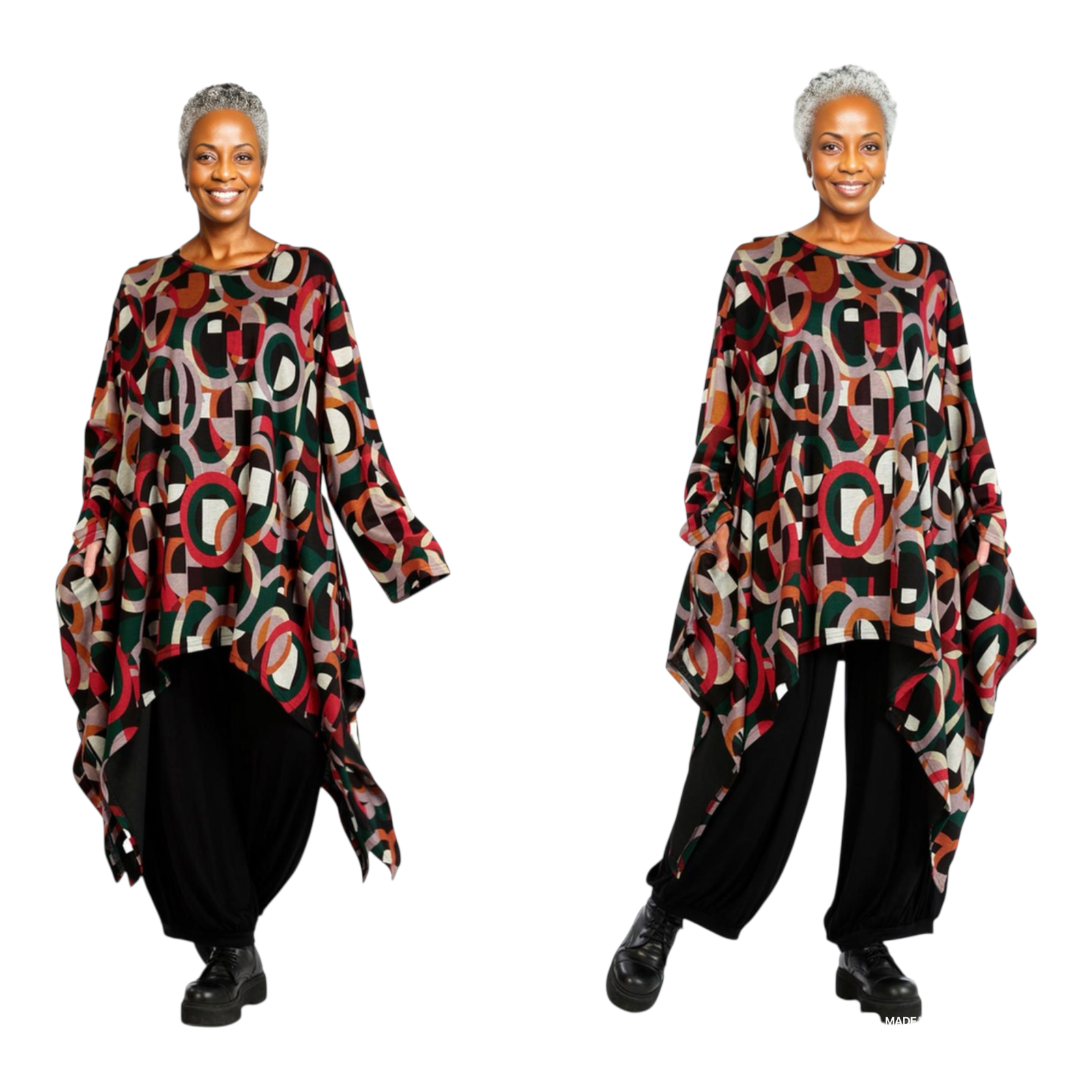 AKH viscose asymmetrisch oversized jersey A-lijn tuniek/top met zakken apart stretch