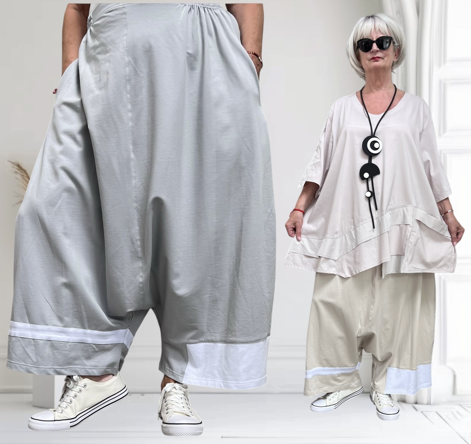 SINNE design..  viscose harembroek stretch/in meerdere kleuren