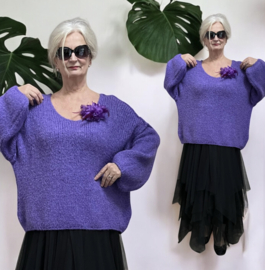 Italia oversized gebreide top met broche stretch