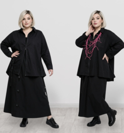 Vincenzo Allocca oversized katoen A-lijn vest/blouse/tuniek met rits/zwart apart stretch