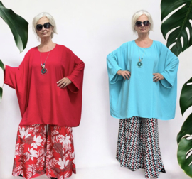 ITALIA MODA viscose tuniek/poncho met ketting /niet doorschijnend/in meerdere kleuren