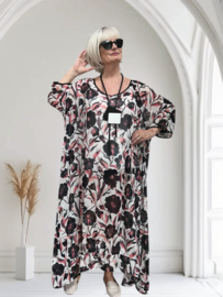 Francesca Romantica oversized A-lijn viscose chiffon overjurk met touwtjes  apart (extra groot)