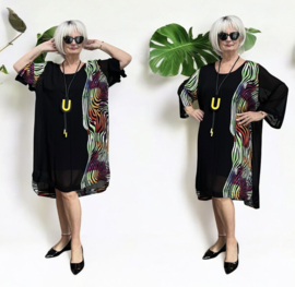Ophilia viscose  jurk/tuniek /gevoerd/zwart