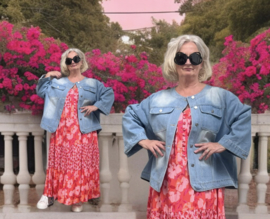 ITALIA  oversized katoen jeans A-lijn korte blazer/apart
