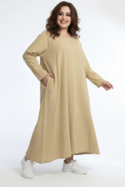 AKH oversized viscose/linnen A-lijn jurk apart