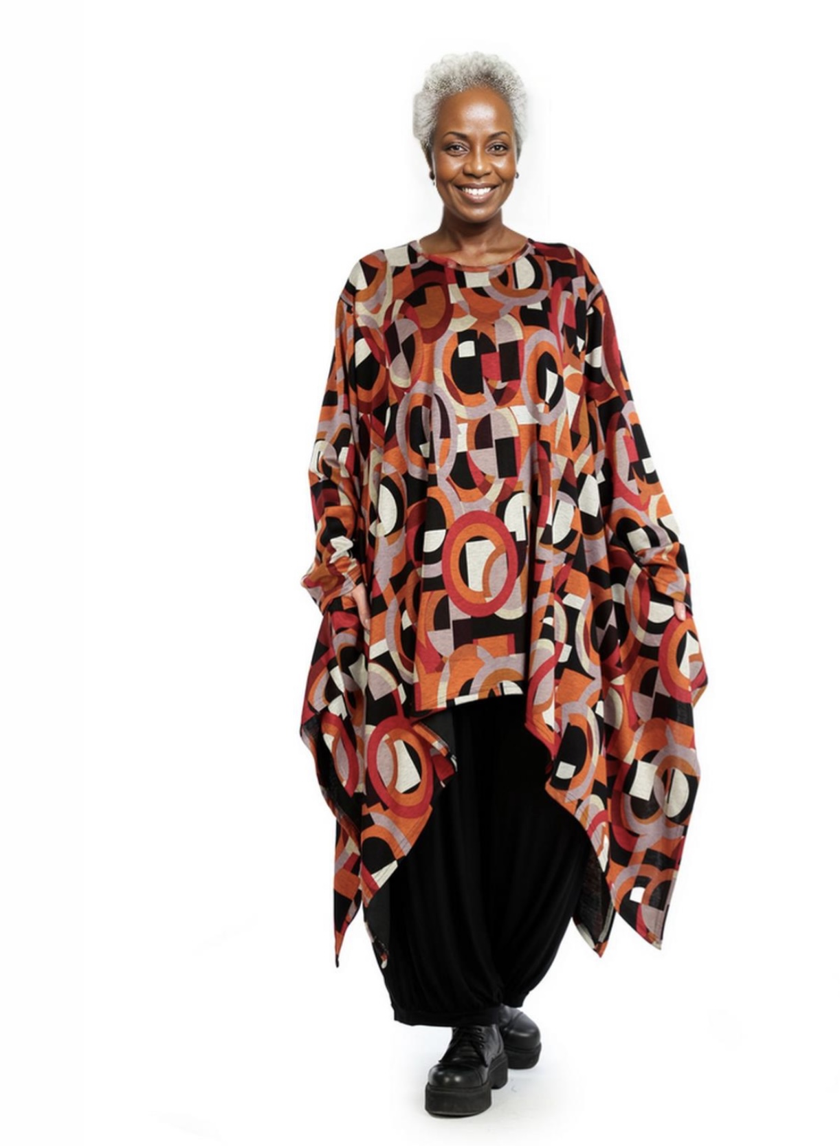AKH viscose asymmetrisch oversized jersey A-lijn tuniek/top met zakken apart stretch