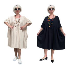 ITALIA MODA oversized katoen A-lijn jurk met zakken  stretch /in meerdere kleuren