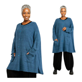 AKH gebreide oversized bouclé  A-lijn katoen vest/blazer apart stretch