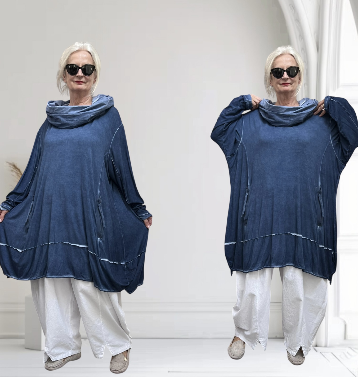 Zedd Plus de modieuze kleuring viscose A-lijn tuniek stretch