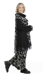 AKH oversized viscose A-lijn tuniek  apart zwart/grijs stretch