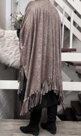 ITALIA MODA oversized mouwloze vest /poncho met franjes stretch