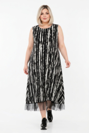 AKH oversized viscose jersey jurk apart/stretch zwart/wit