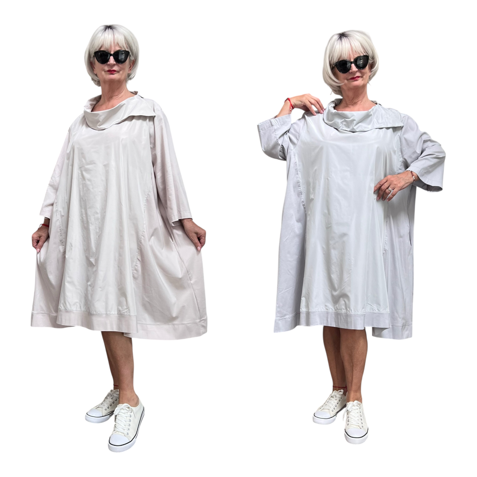 SINNE design.. A- lijn viscose jurk met taft /stretch/in meerdere kleuren