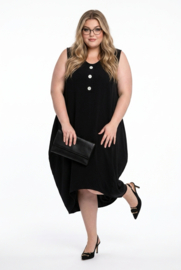 Moonshine katoen ballon jurk stretch zwart