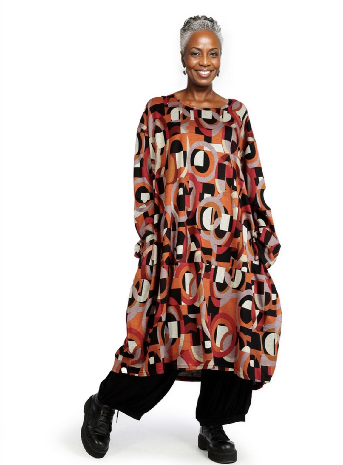 AKH oversized viscose mix A-lijn jurk/ tuniek apart stretch