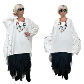 ITALIA MODA oversized mousseline katoen A-lijn tuniek