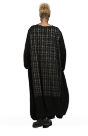 AKH oversized viscose mix A-lijn jurk met zakken apart stretch zwart /silver