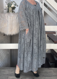 Nancy oversized A-lijn KANTEN vest/blazer met strikdetails (extra groot)  apart grijs