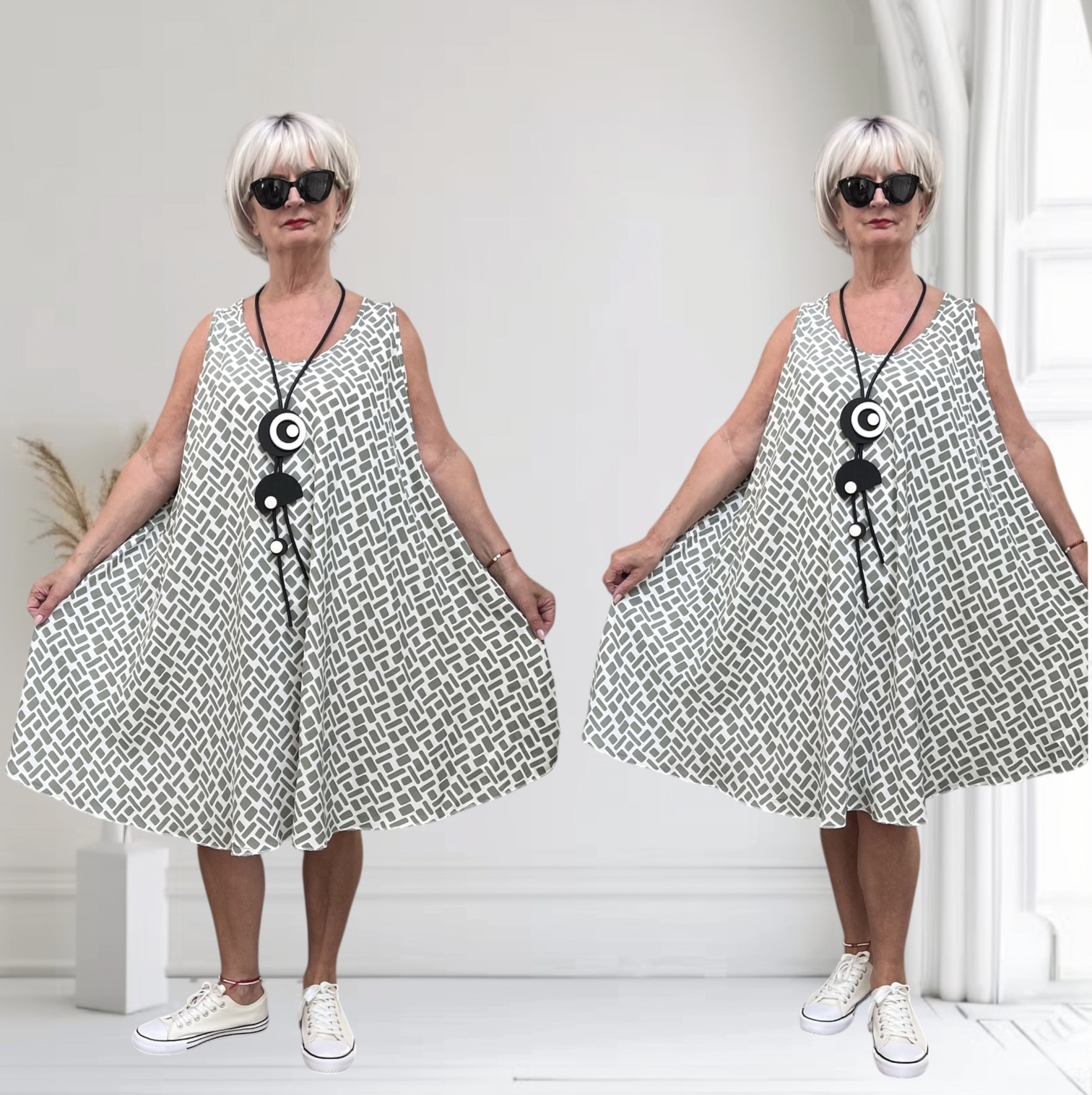 ITALIA oversized viscose A-lijn zomer jurk