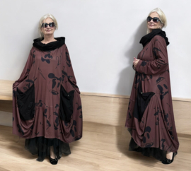 dYb viscose  A-lijn jurk met capuchon stretch