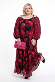 SASHA VIVIEN  chiffon met een vleugje zijde jurk gevoerd