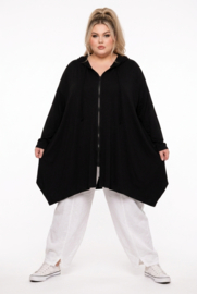 R.A.F.A.Y viscose A-lijn tuniek/blazer met capuchon en ritssluiting stretch zwart 