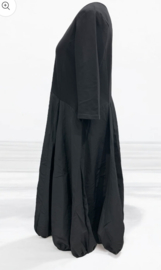 Vincenzo Allocca oversized katoen A-lijn jurk met inzet van taft /aparte/stretch/zwart