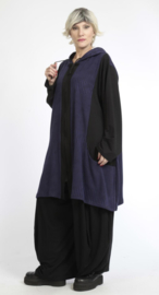 AKH viscose  A-lijn blazer met zakken stretch zwart/paars