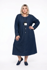 Gulio Moda katoen jeans A-lijn jurk met zakken / stretch