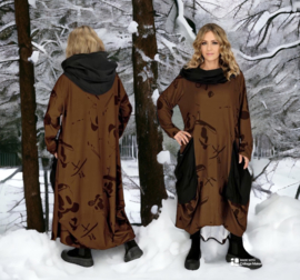 dYb viscose  A-lijn jurk met capuchon stretch