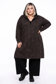 AKH oversized viscose jersey blazer met capuchon stretch/chocoladebruin