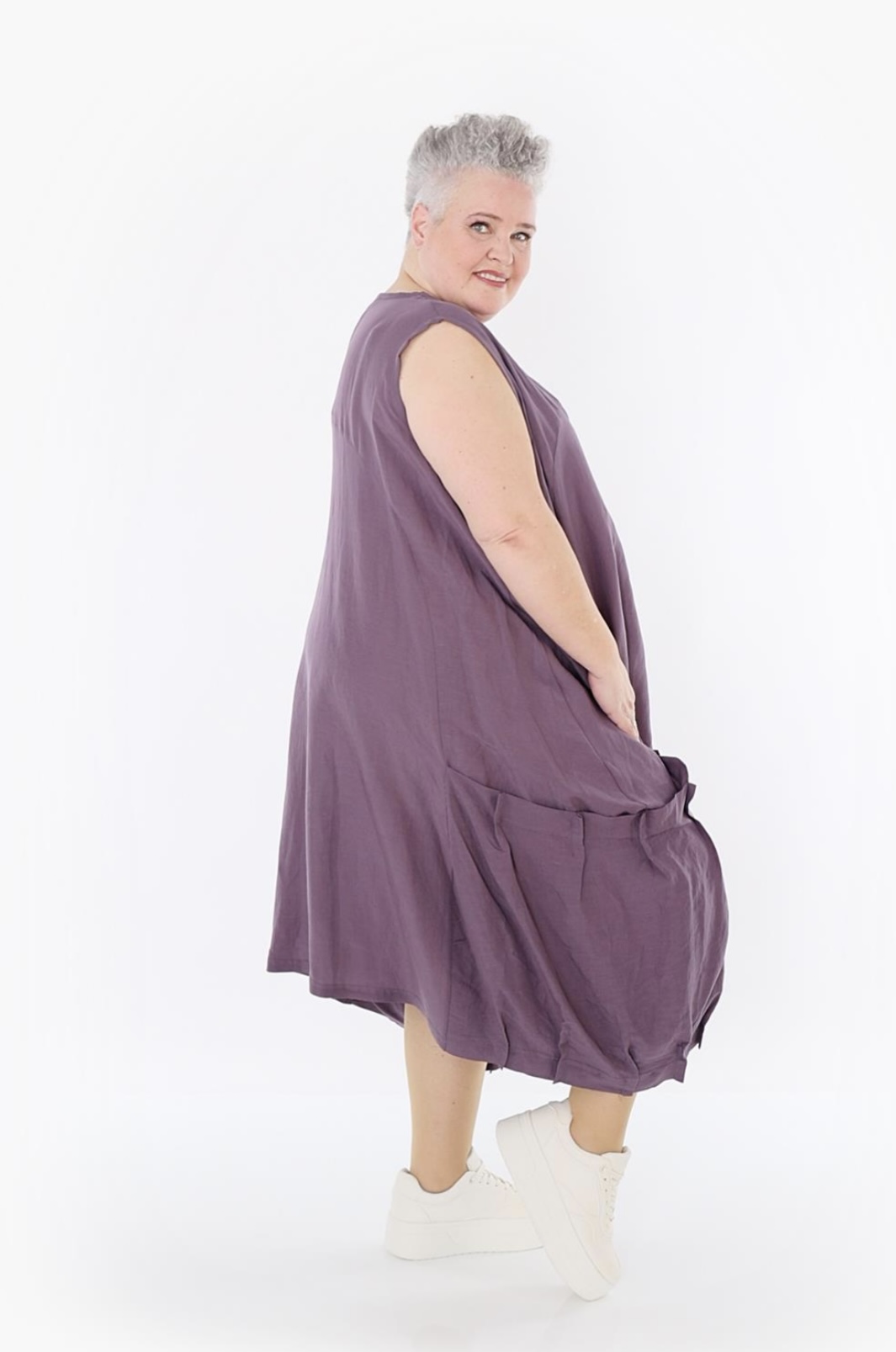 AKH oversized viscose/linnen  A-lijn jurk