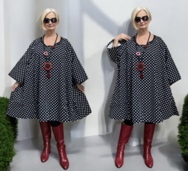 Eva oversized katoen linnen look jurk met zakken apart donkerblauw