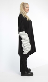 AKH oversized tricot katoen/viscose tuniek/jurk apart stretch zwart/wit
