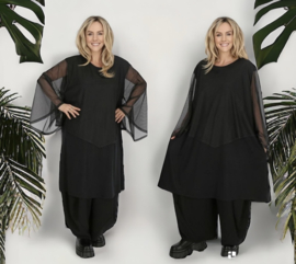 AKH oversized viscose A-lijn tuniek met tule stof stretch