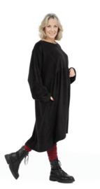 AKH oversized A-lijn fleece winter jurk  /stretch zwart
