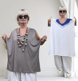 ITALIA viscose jersey basics top met kant/in meerdere kleuren