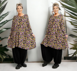 AKH oversized viscose A-lijn tuniek/jurk met zakken apart stretch