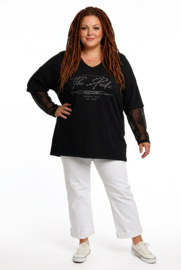 ITALIA oversized katoen top met kanten mouwen stretch /in meerdere kleuren