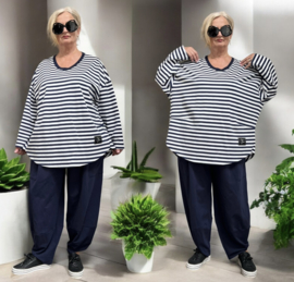 SASHA Noa jersey oversized katoen vrijetijdspak(top + broek) apart stretch donkerblauw