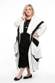 H-4 oversized katoen mix vest/blazer apart wit/zwart
