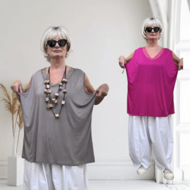 ITALIA viscose jersey basics top met kant/in meerdere kleuren