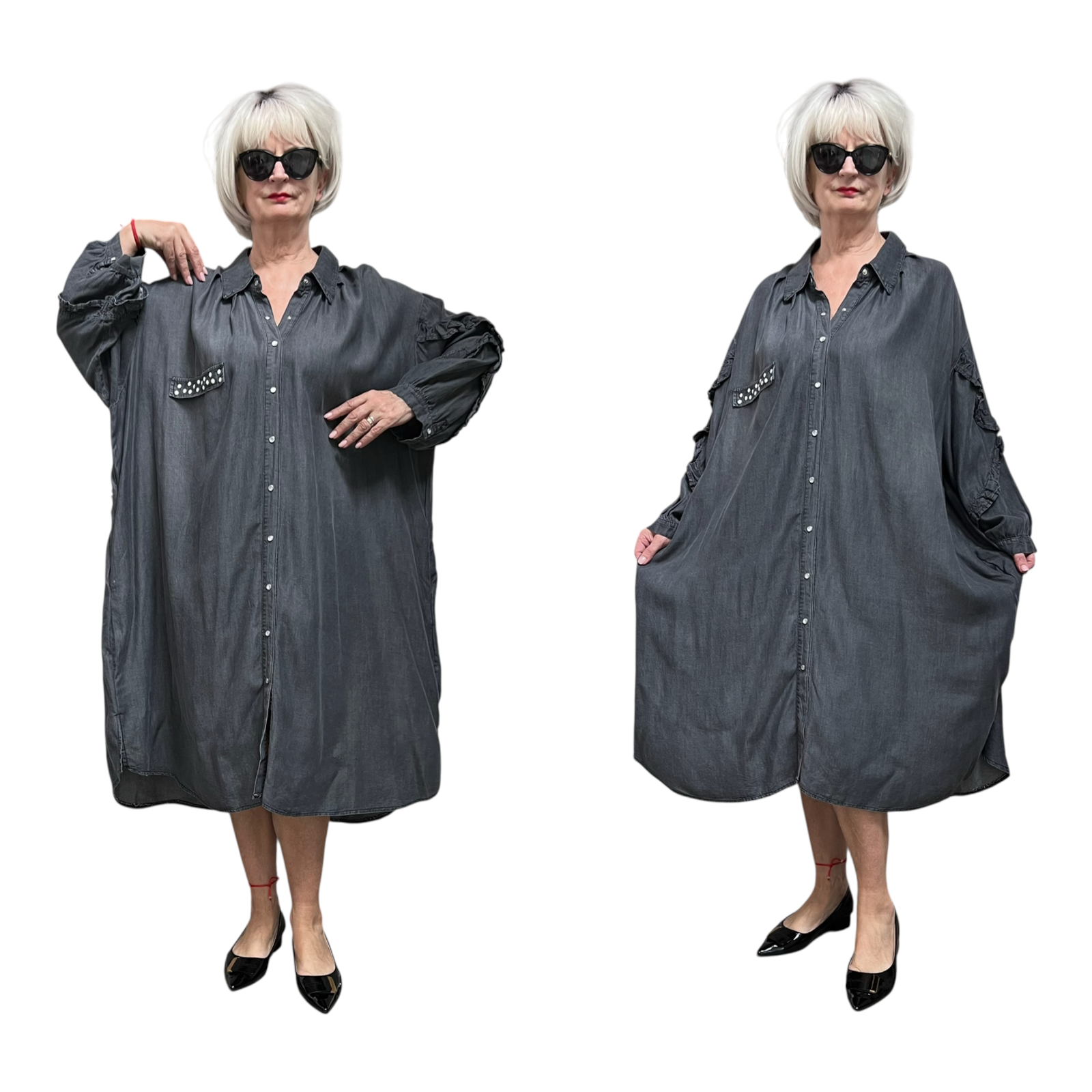 Vincenzo Allocca oversized tencel jeans blazer/vest/jurk apart