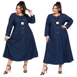 Gulio Moda katoen jeans A-lijn jurk met zakken / stretch