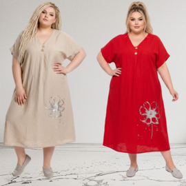 ITALIA MODA  viscose geborduurde jurk/in meerdere kleuren