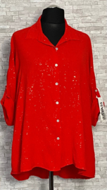 ITALIA  oversized viscose  A-lijn blouse met fijne glitter/in meerdere kleuren